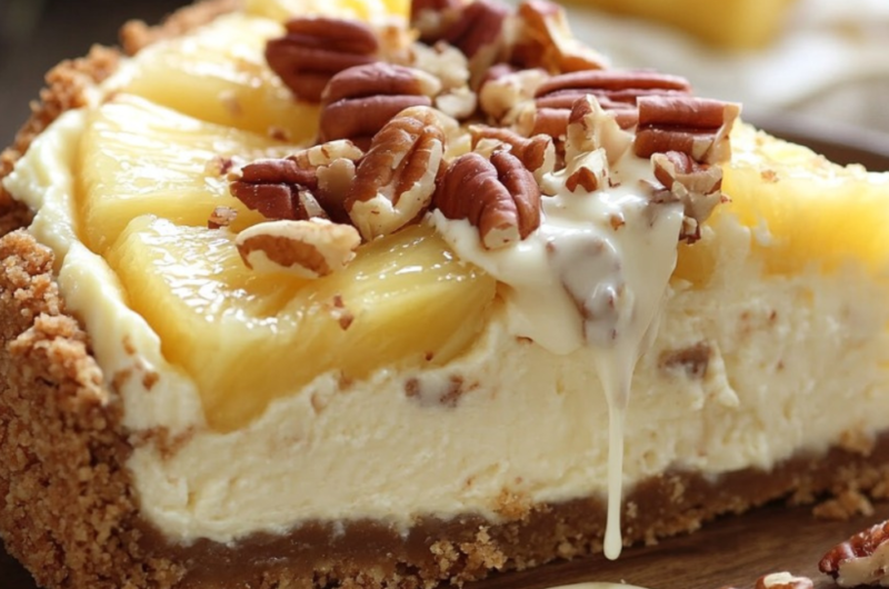 White Chocolate Pineapple Pecan Cheesecake