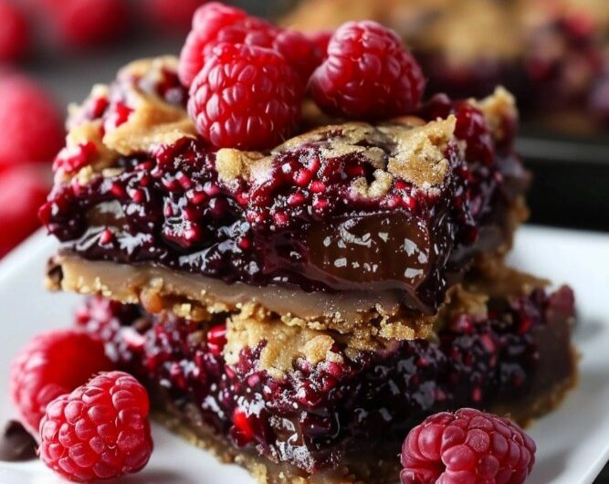 Dark Chocolate Raspberry Pie Bars