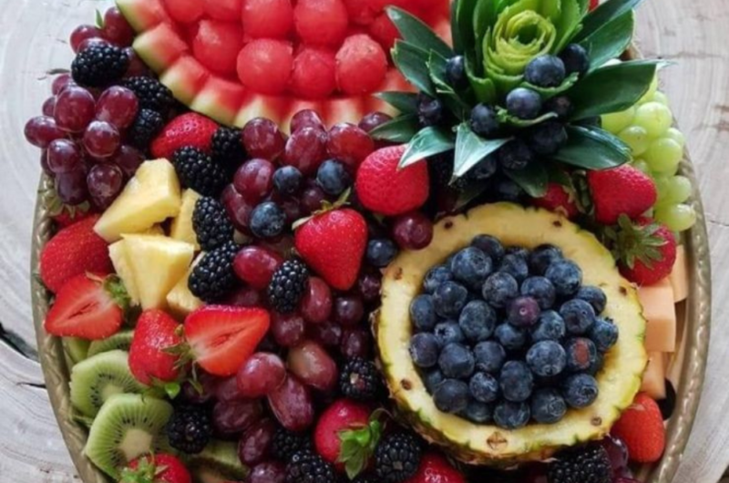 Colorful fruit mix for breakfast