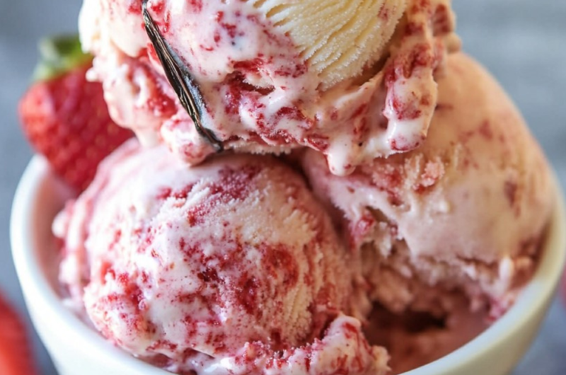 Strawberry Vanilla Bean Ice Cream 