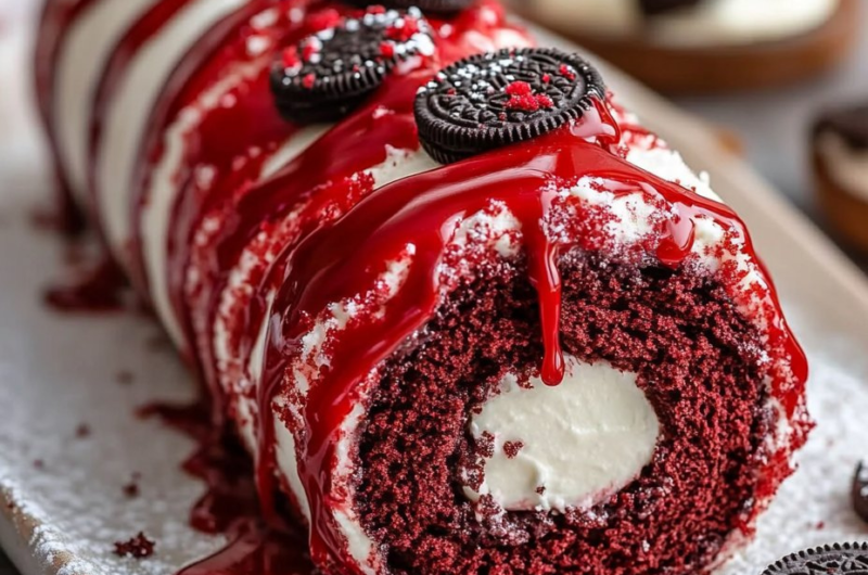 Red Velvet Oreo Cake Roll Extravaganza 